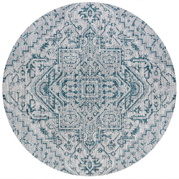 Estrella Bohemian Medallion Textured Weave Indoor/outdoor Round Rug